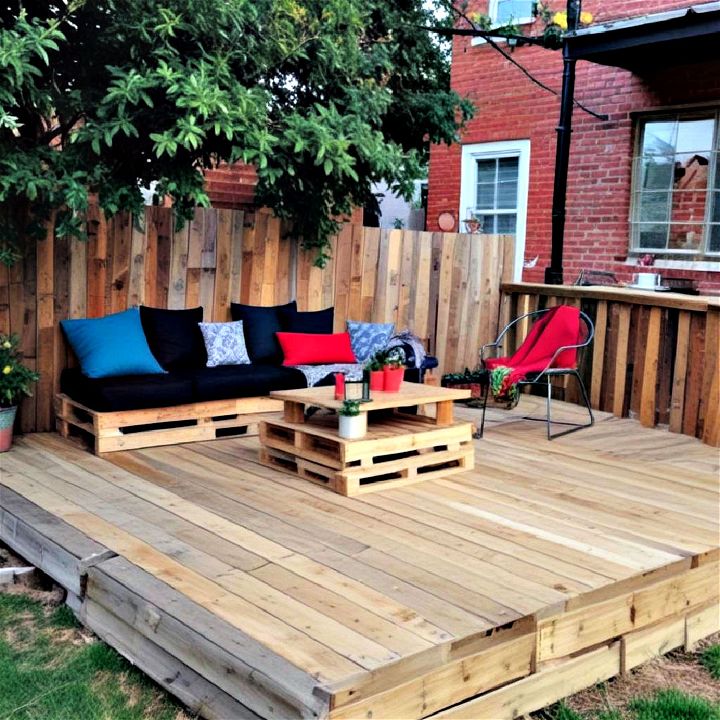 build a pallet deck to add a defined area to your backyard