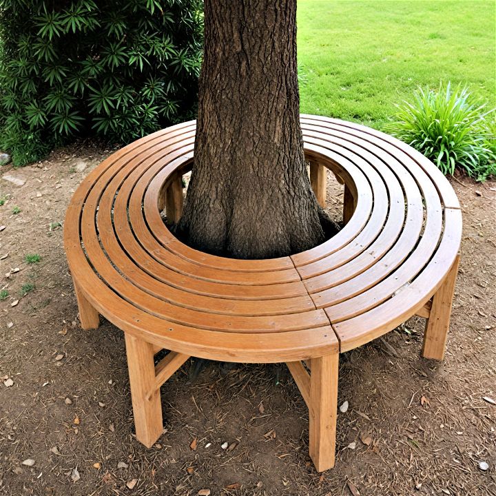 build a tree bench to add functional picturesque elements to backyard
