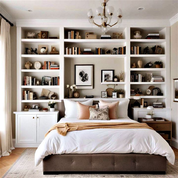 built in shelves for books and decor items