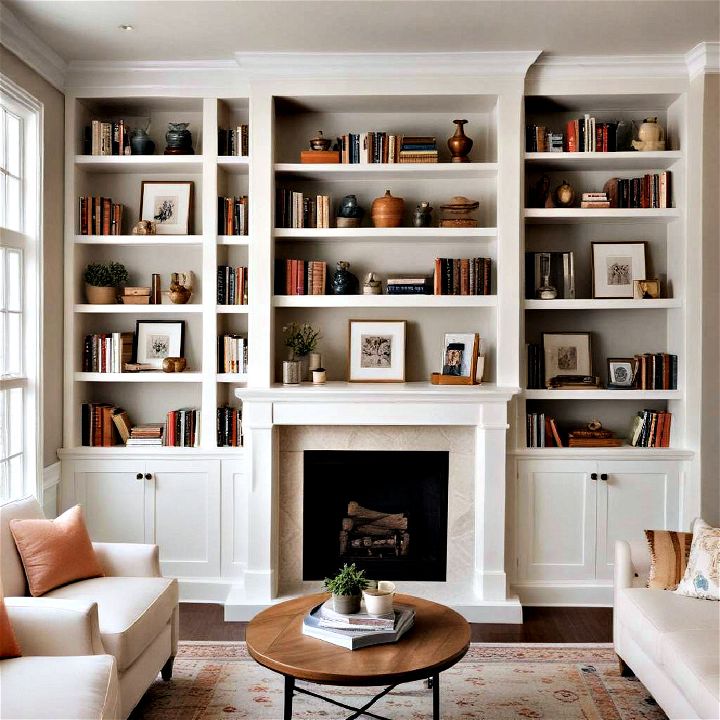 built in shelving for storage and style