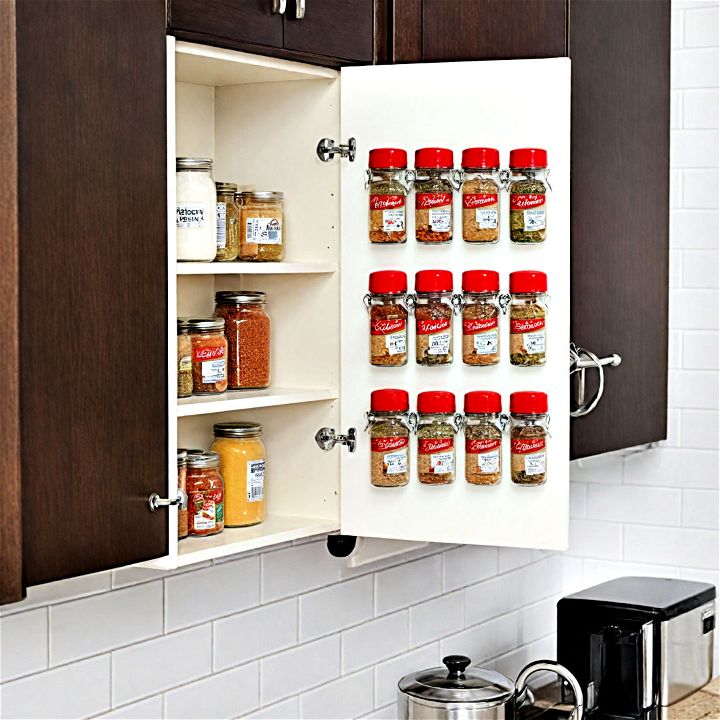 cabinet door spice clips for keeping countertops and shelves free
