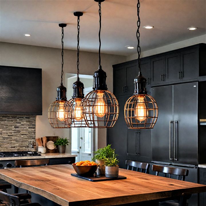 cage lights for industrial or modern kitchens