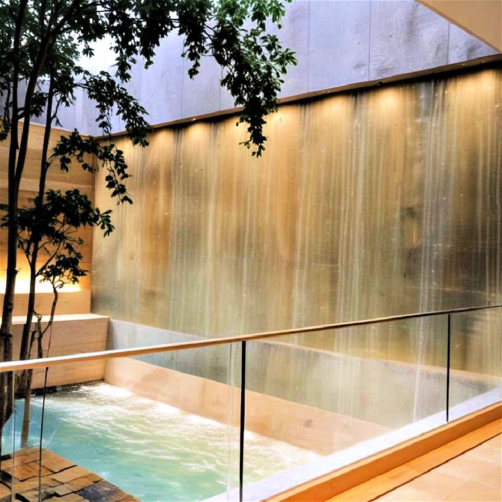 cascading water walls to add a visual barrier