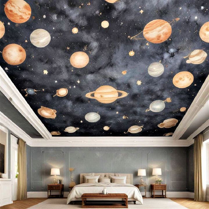 celestial bodies ceiling wallpaper