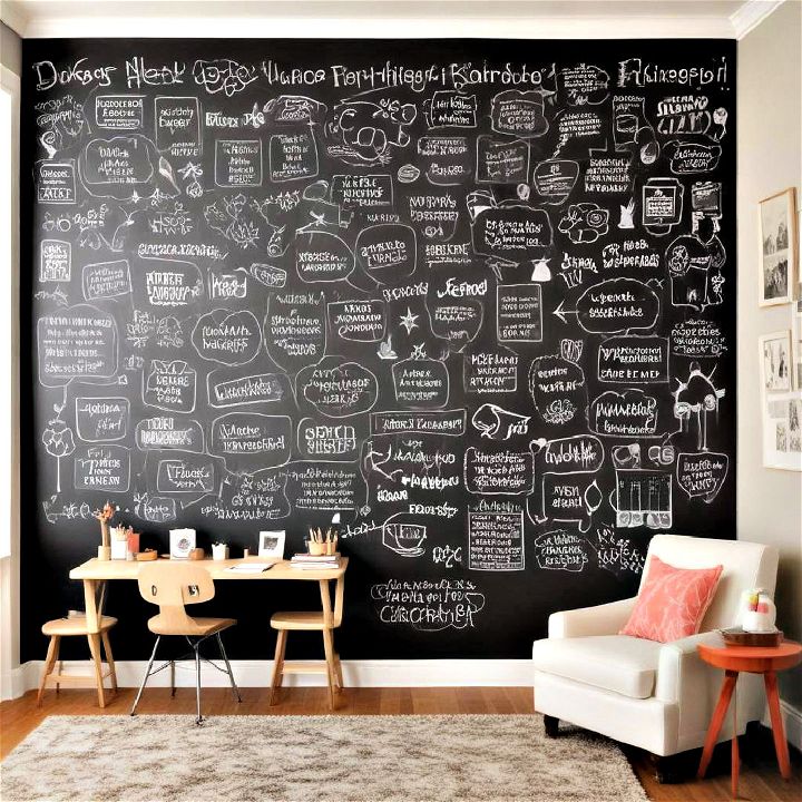 chalkboard wall for notes or photos