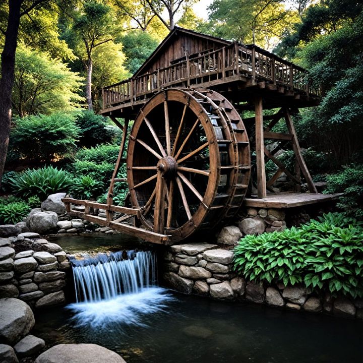 charming garden water wheel decor