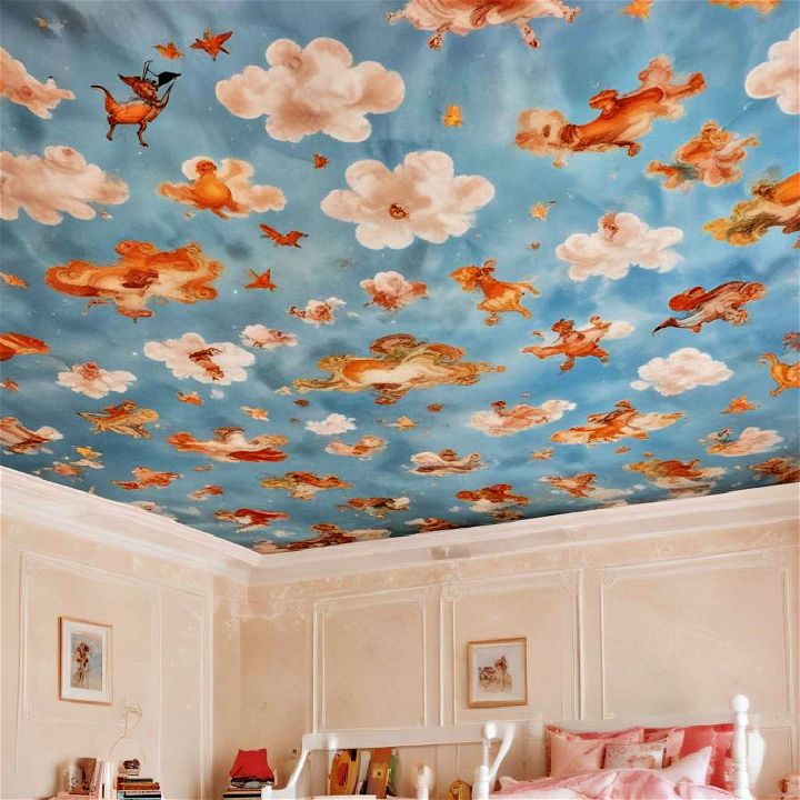 children’s fantasy ceiling wallpaper