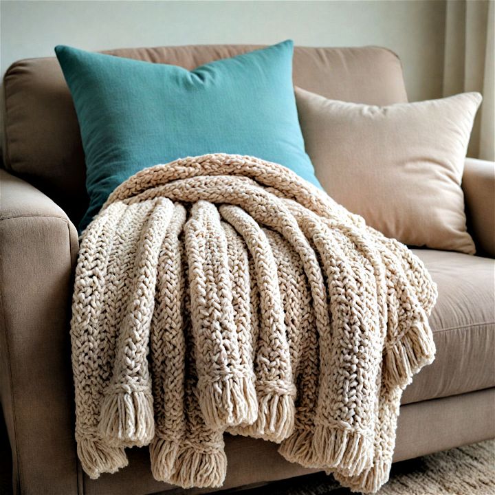 chunky knit throws to complement the elegant style of farmhouse decor