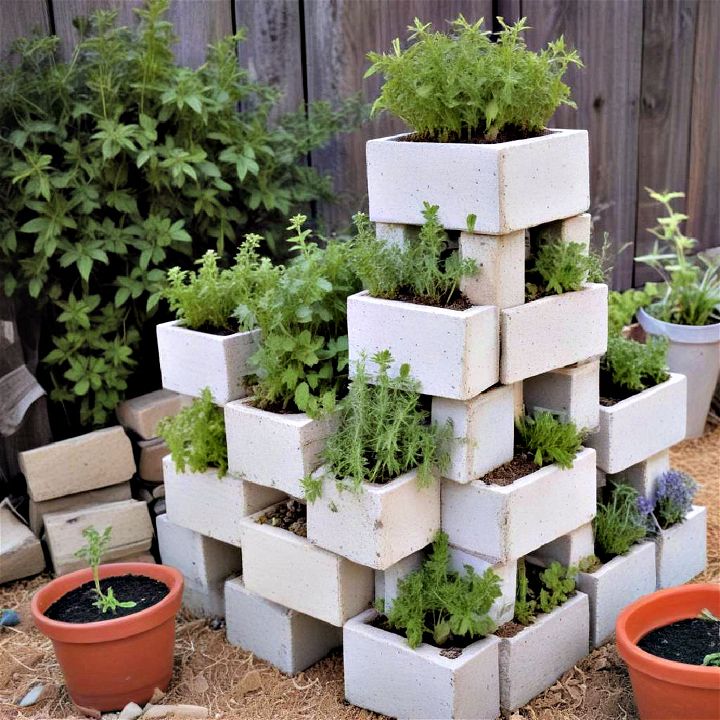 cinder block herb garden