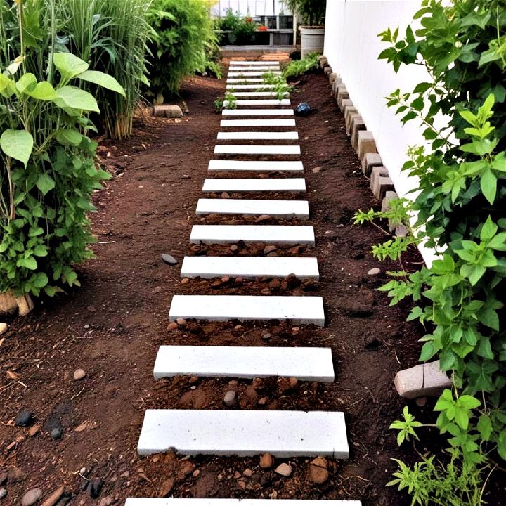cinder blocks garden pathway