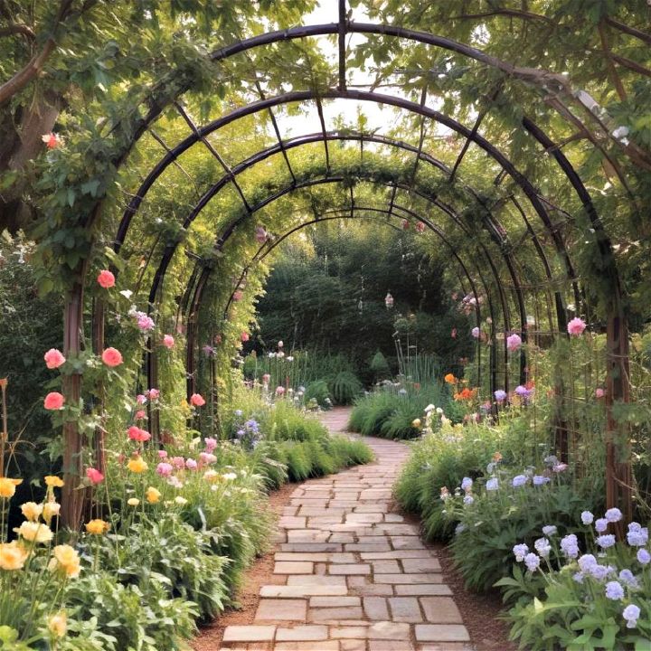 circular trellis tunnel for larger gardens