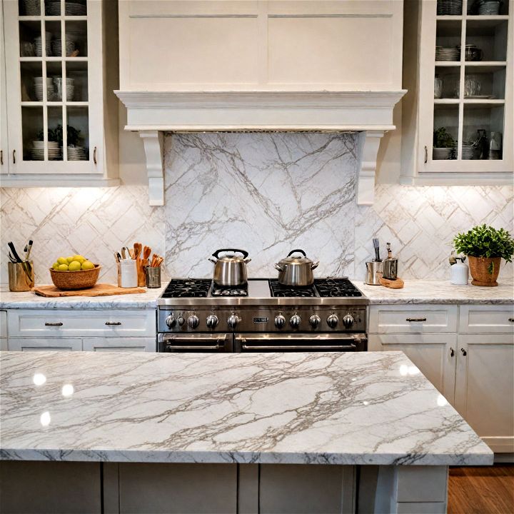 classic and luxurious marble slabs backsplash