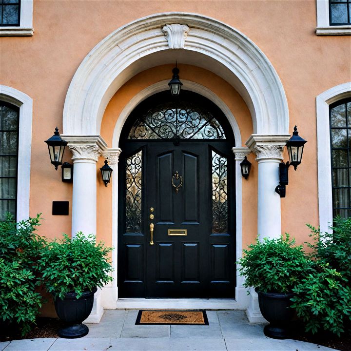 classic arched black front door