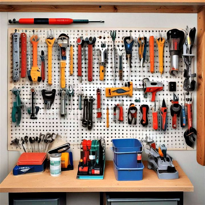 classic pegboard wall storage for garage