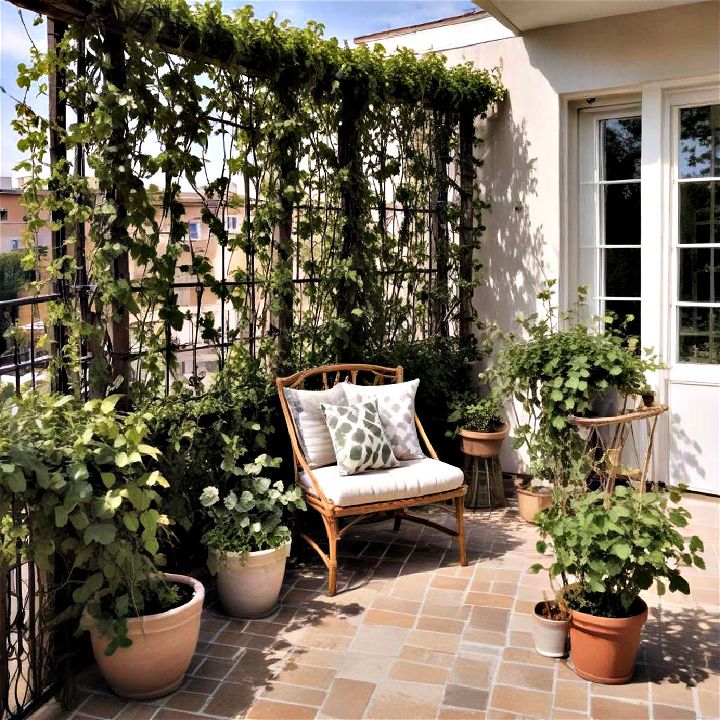 classic trellis with vine balcony privacy