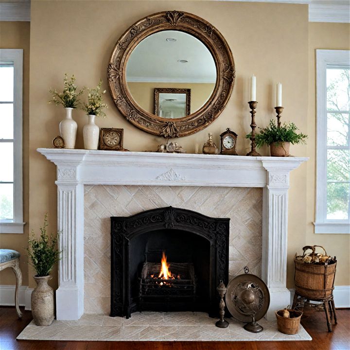 classic vintage fireplace decor