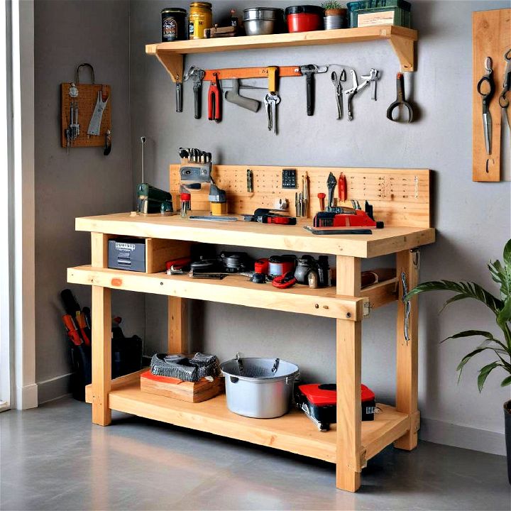 classic wooden workbench for heavy duty projects