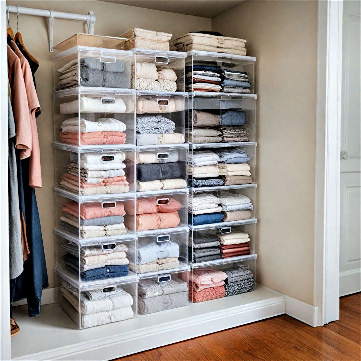 clear storage boxes for small closet