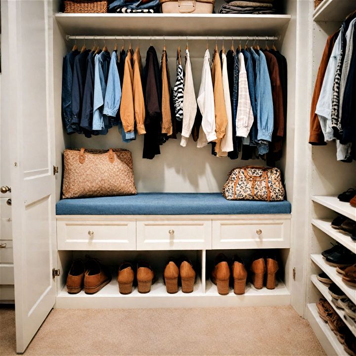 closet bench seating to enhance the utility