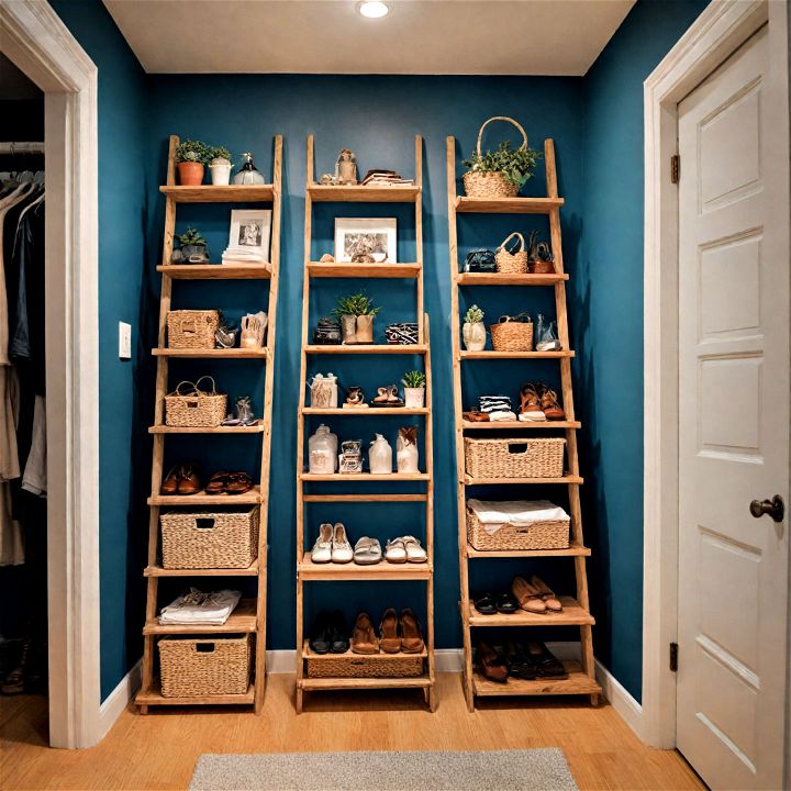 closet ladder shelving for shoes bags or decorative items