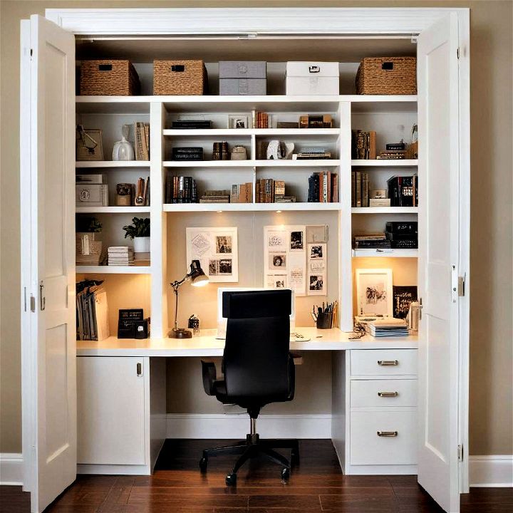closet office into a private workstation