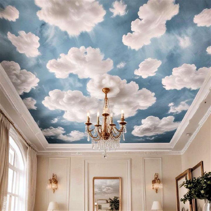 cloud pattern ceiling wallpaper