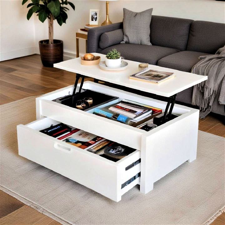 coffee table with storage to reduce clutter