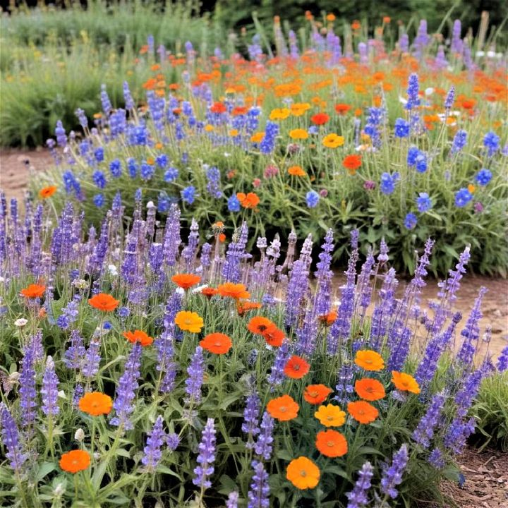 cohesive color themed wildflower beds