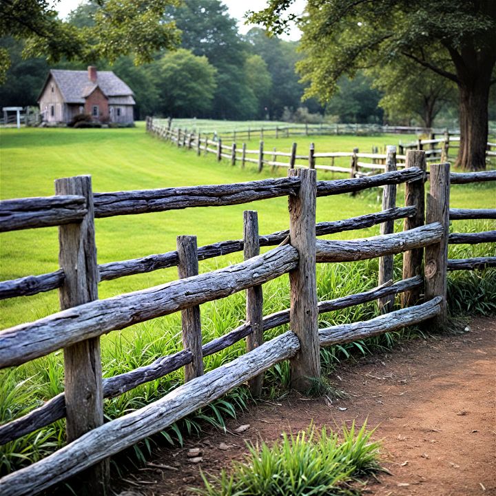 colonial style split rail fence to add a touch of rustic charm to your front yard