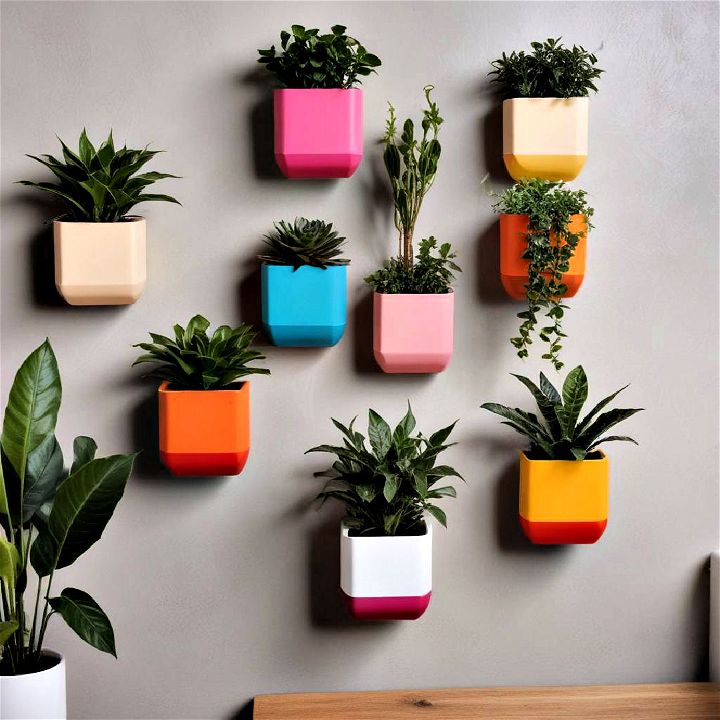 color blocked wall planters for monochrome spaces
