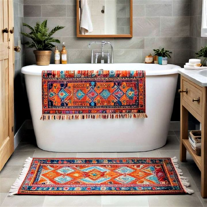 colorful bath rug to ensure comfort