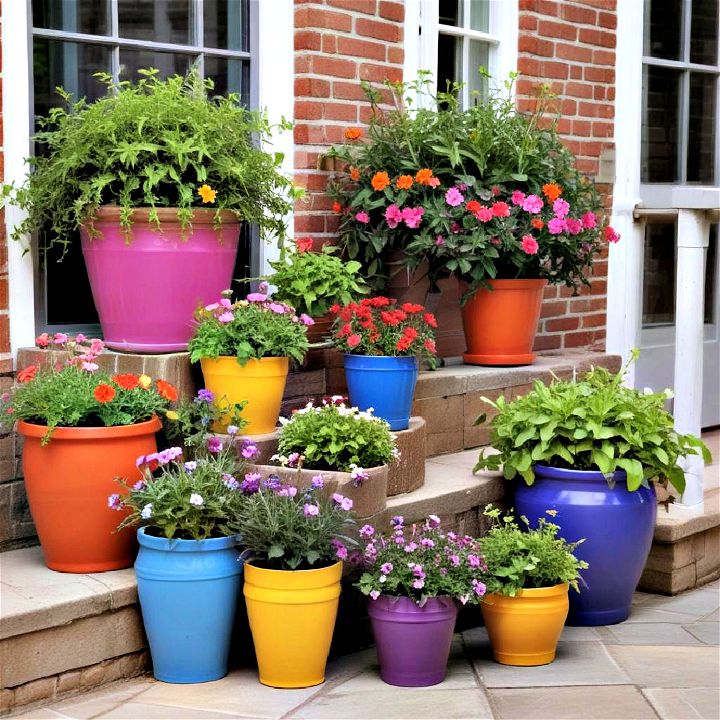 colorful container garden outdoor space