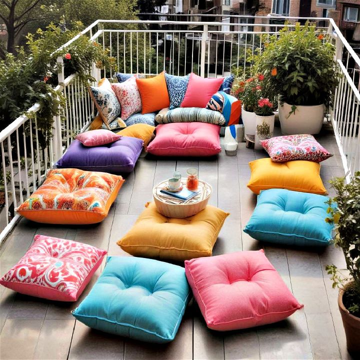 colorful floor cushions for casual gatherings