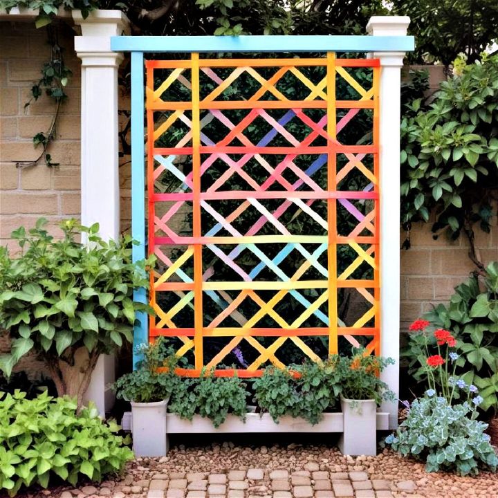 colorful painted trellis to add personality