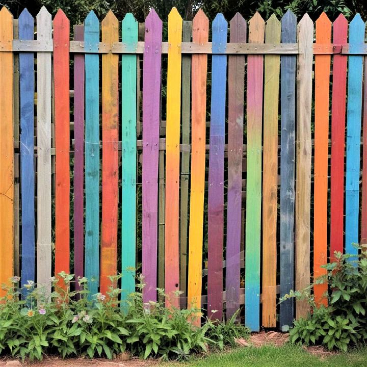 colorful pallet fence