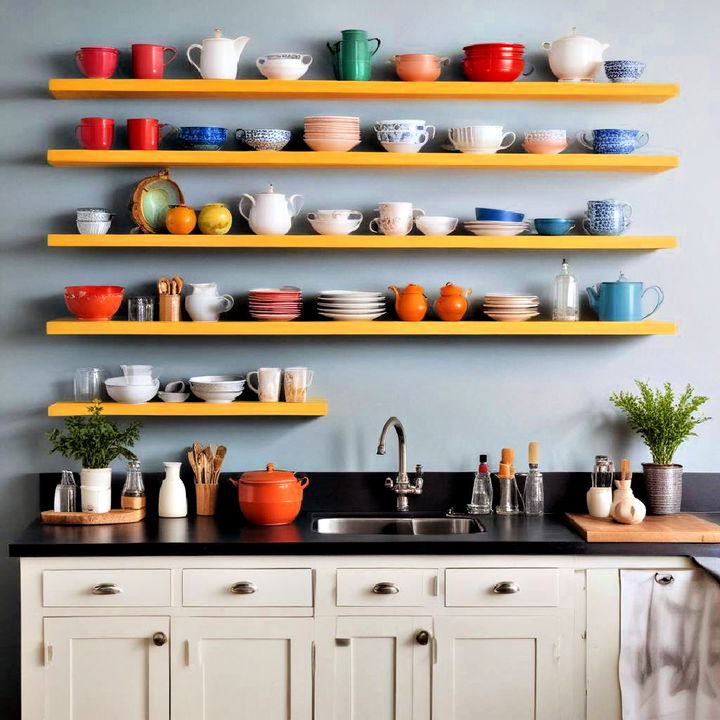 colorful shelves to brighten up your kitchen