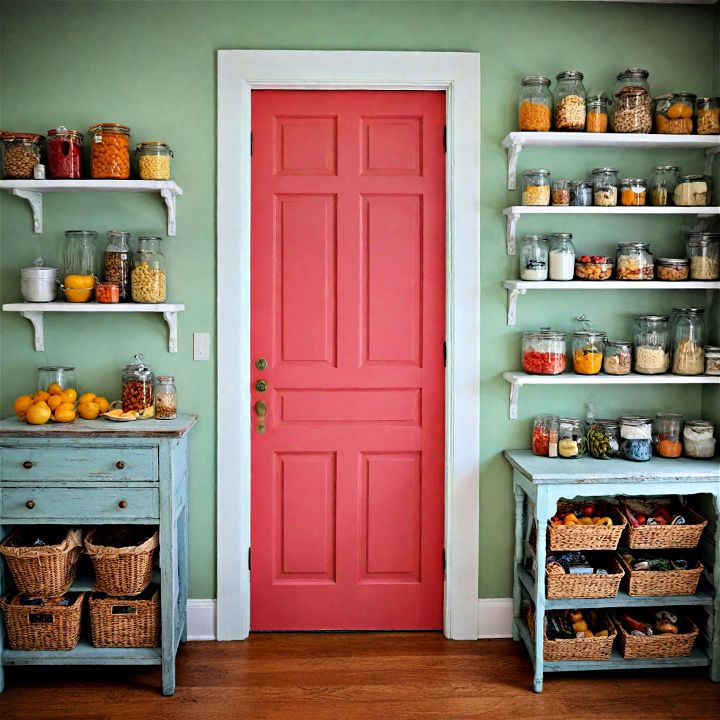 colorfully painted door to brighten up your pantry