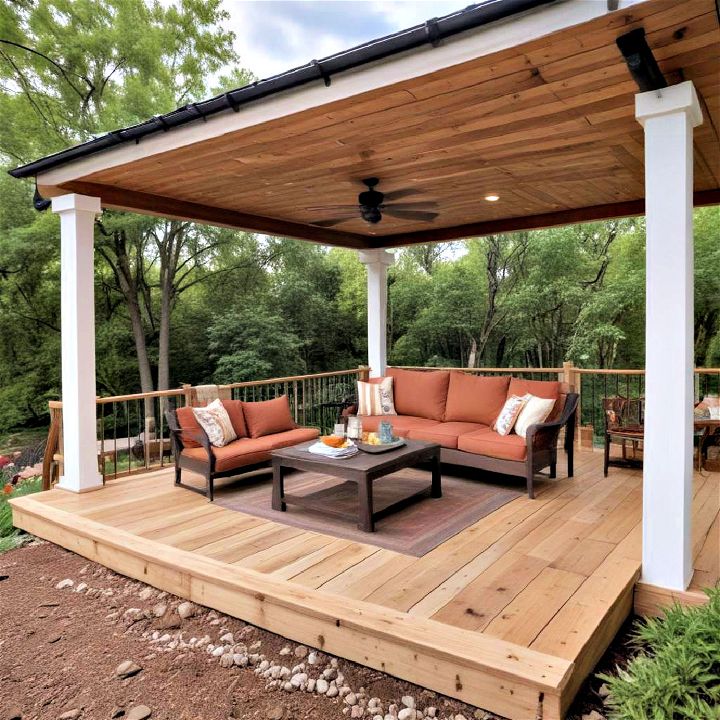 comfortable backyard covered deck