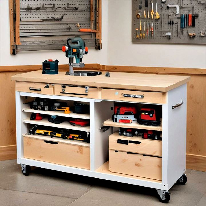 compact and efficient rolling workbenches with built in storage