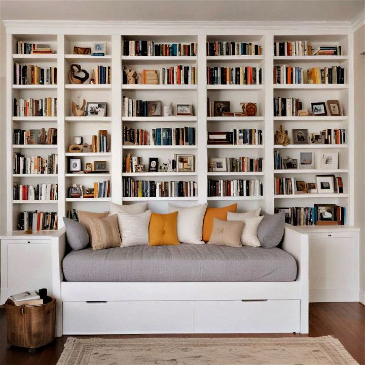 compact and functional daybed with bookshelves
