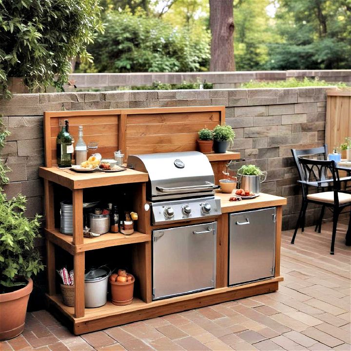 compact outdoor kitchen deck for small space
