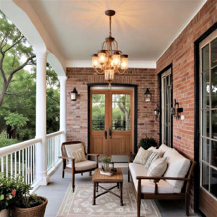 compact porch chandelier