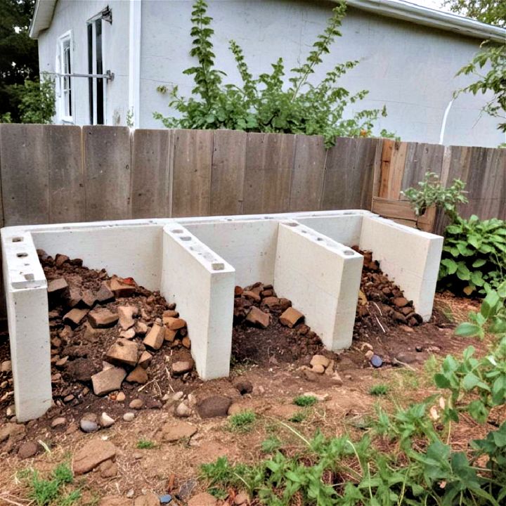 compost with a cinder block bin