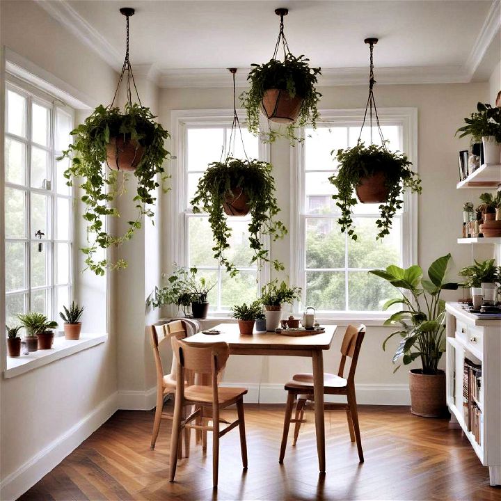 consider hanging plants from the ceiling