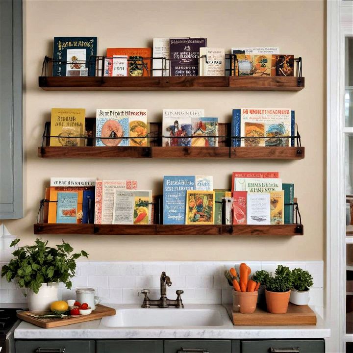 cookbook display for kitchen wall