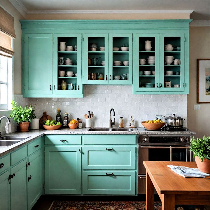 cool and refreshing mint green cabinets