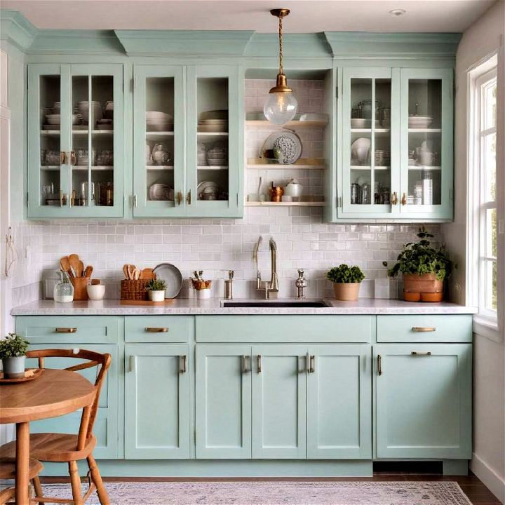 cool mint cabinets for clean look