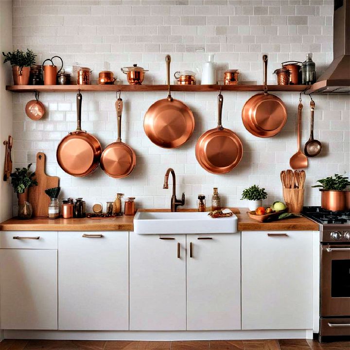 copper accents boho kitchen