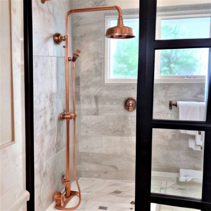 copper fixtures rustic bathroom