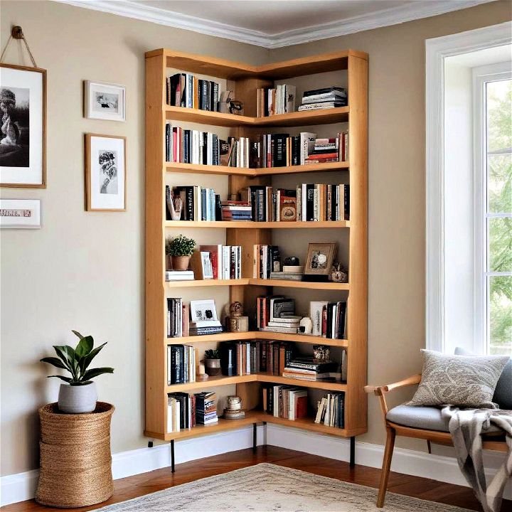 corner bookshelf for living room
